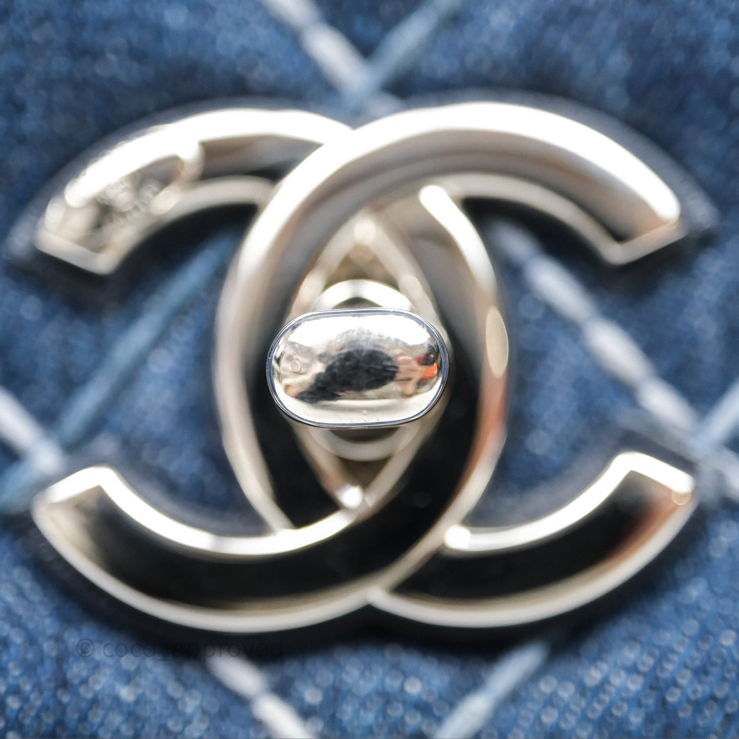 Chanel Medium Quilted Coco Handle Flap Denim Silver Hardware