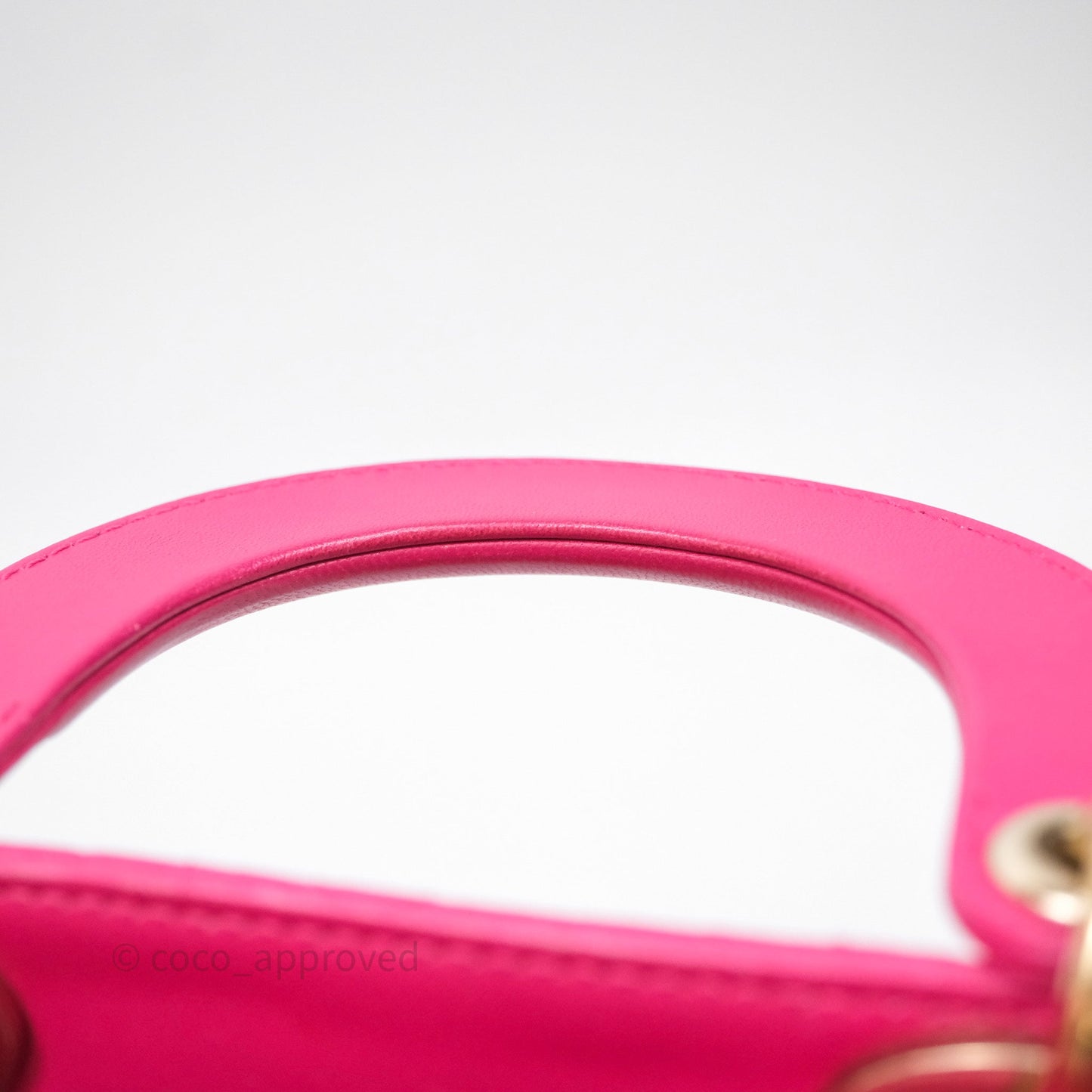Christian Dior Mini Lady Dior Hot Pink Patent Gold Hardware