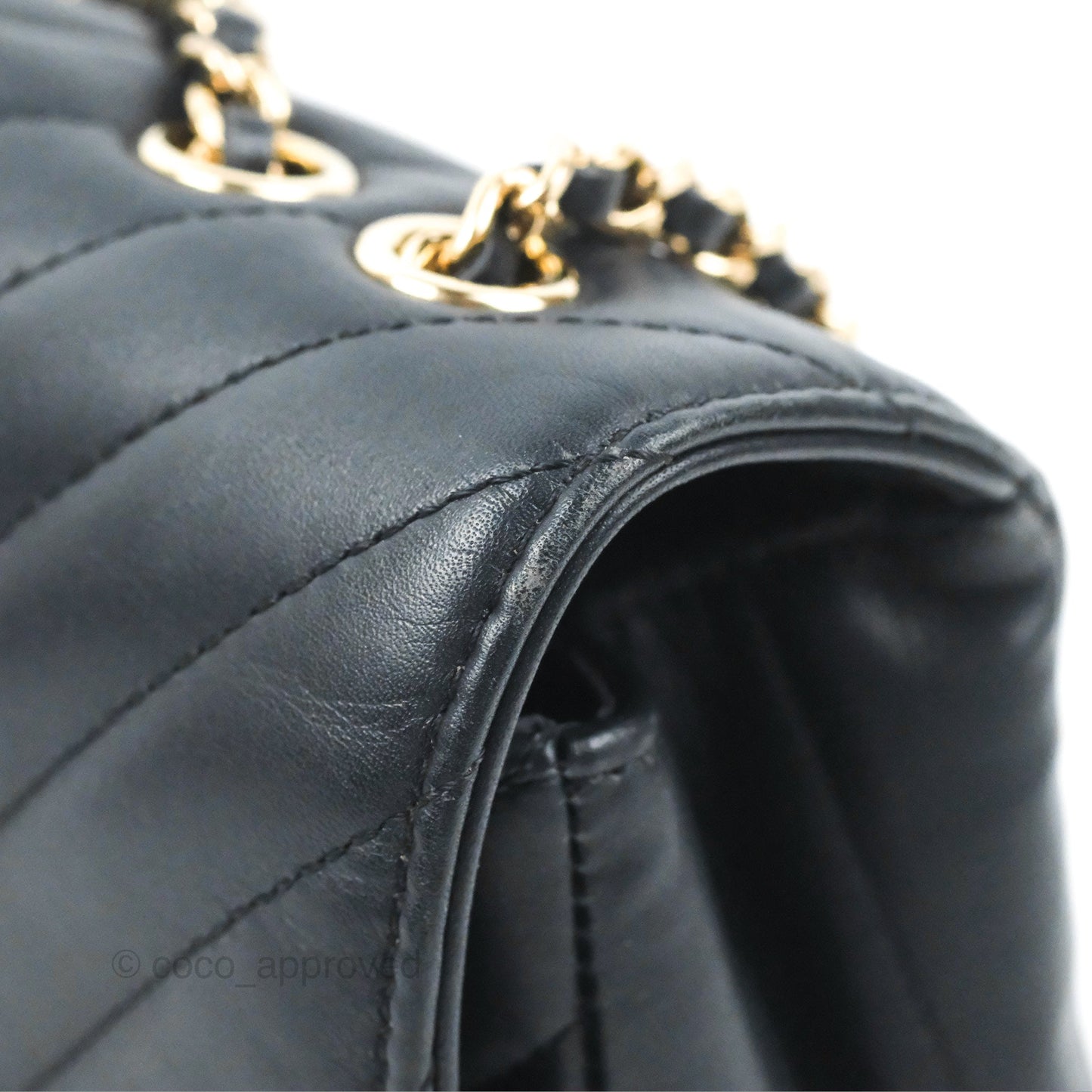 Chanel Medium Statement Chevron Flap Bag Navy Calfskin Gold Hardware