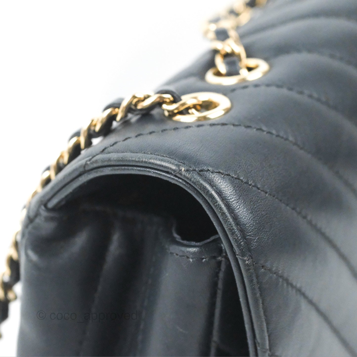 Chanel Medium Statement Chevron Flap Bag Navy Calfskin Gold Hardware