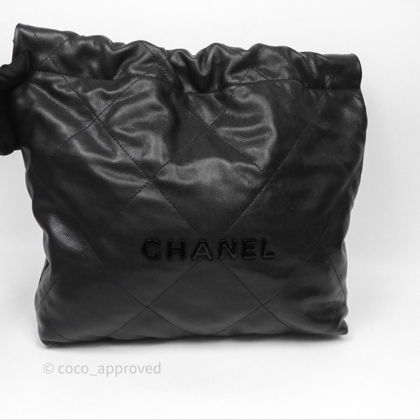 Chanel 22 Small Black Shiny Caviar Aged Gold Hardware