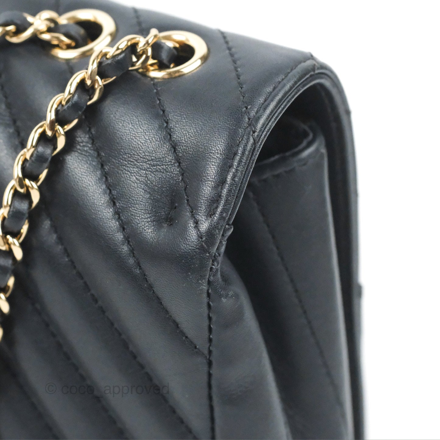 Chanel Medium Statement Chevron Flap Bag Navy Calfskin Gold Hardware