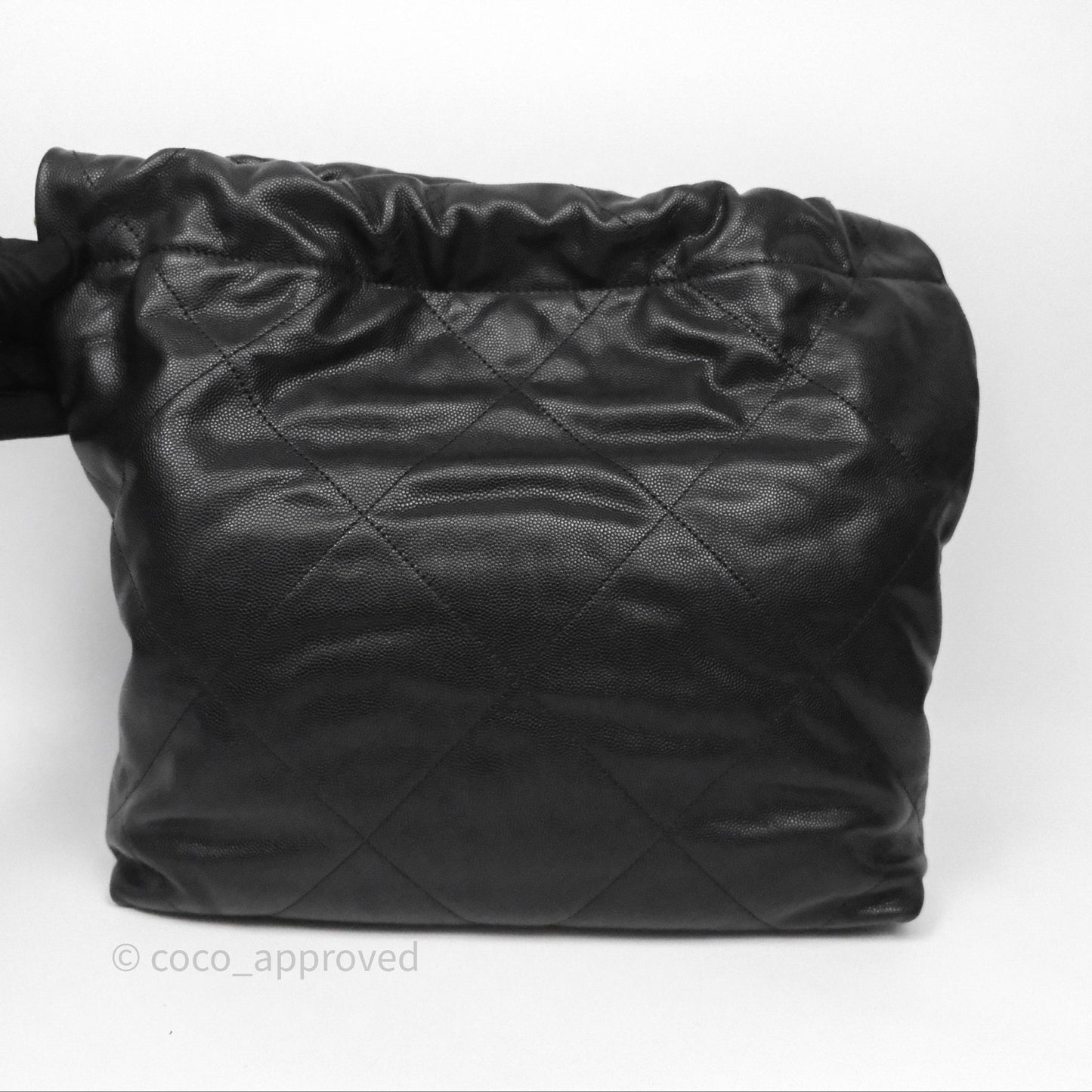 Chanel 22 Small Black Shiny Caviar Aged Gold Hardware