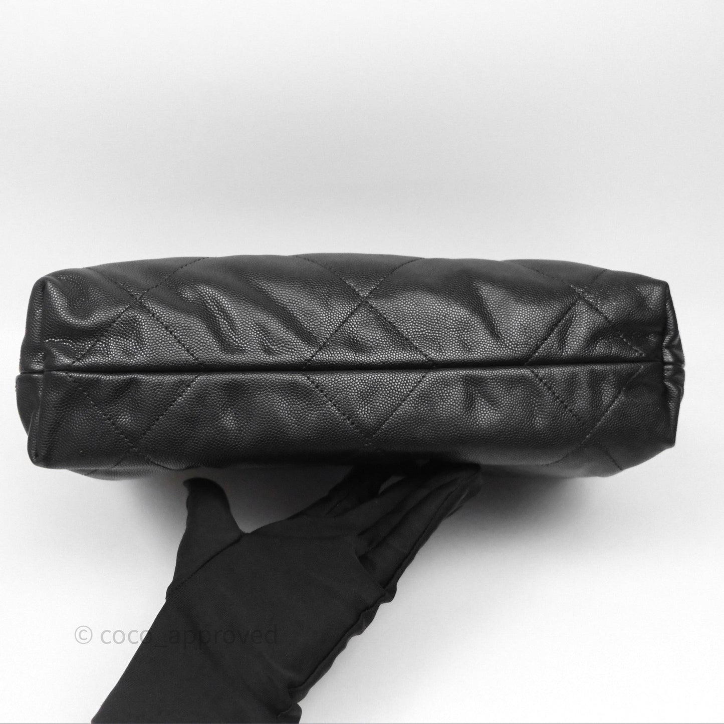 Chanel 22 Small Black Shiny Caviar Aged Gold Hardware