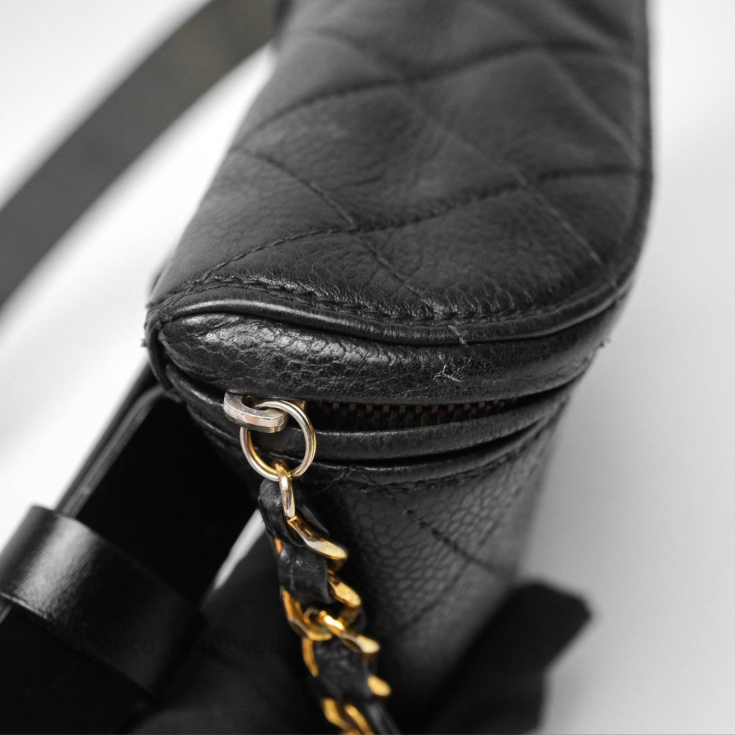 Chanel Vintage Belt Bag Black Caviar 24K Gold Hardware