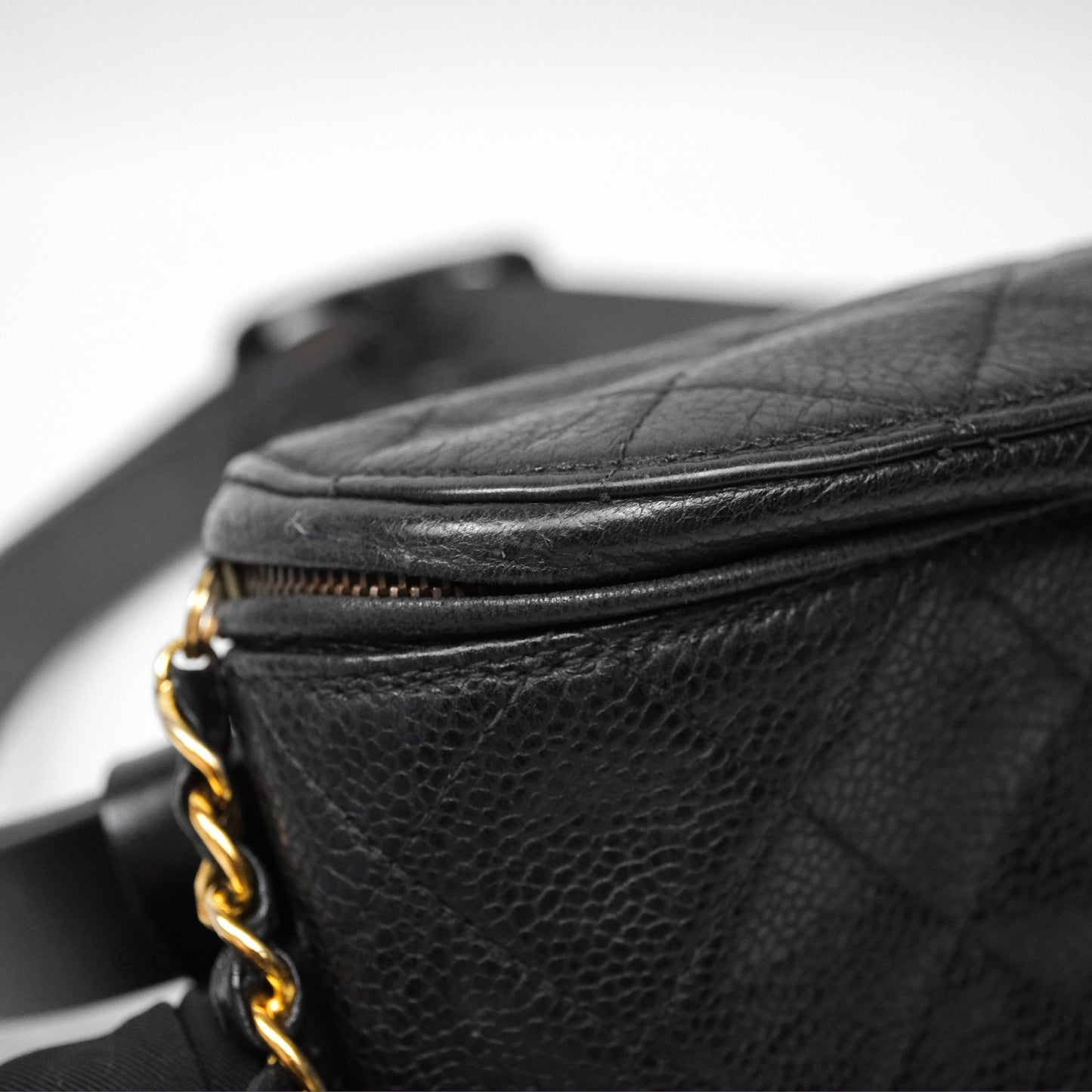 Chanel Vintage Belt Bag Black Caviar 24K Gold Hardware
