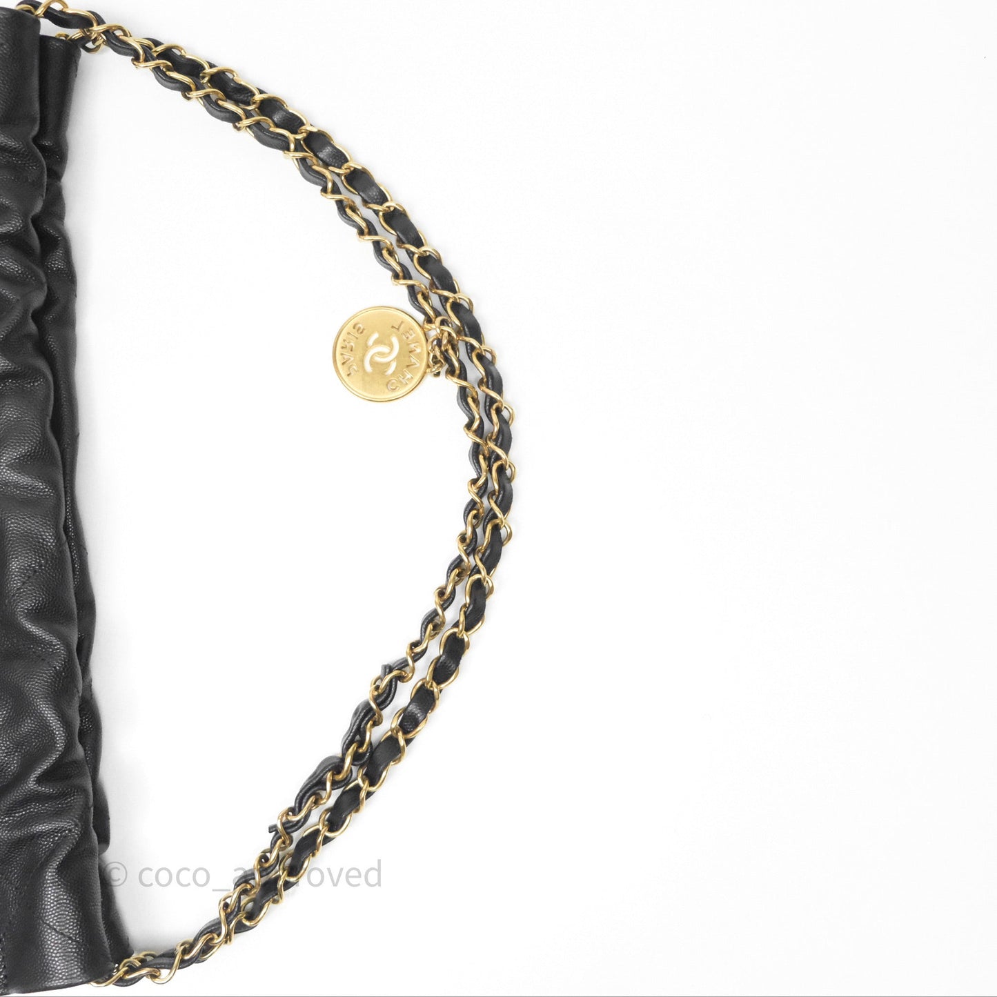 Chanel 22 Small Black Shiny Caviar Aged Gold Hardware