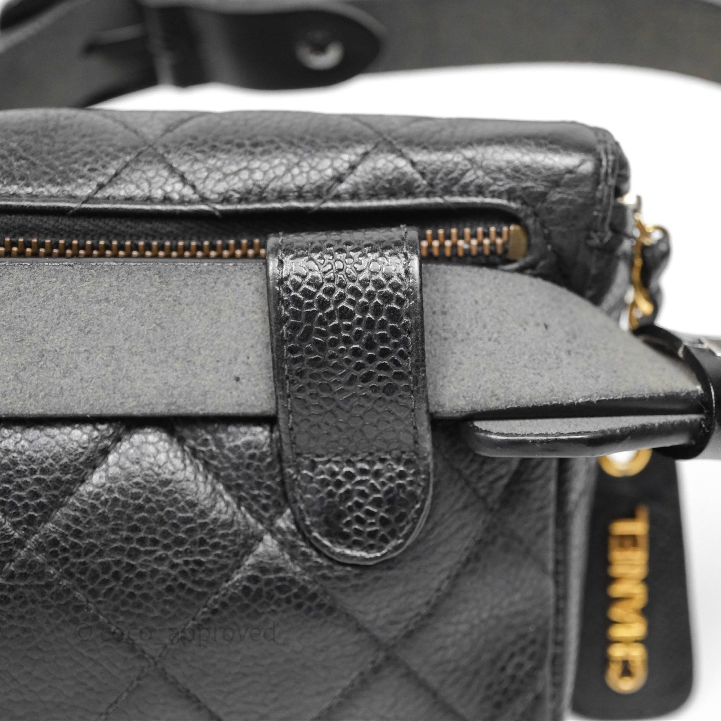 Chanel Vintage Belt Bag Black Caviar 24K Gold Hardware