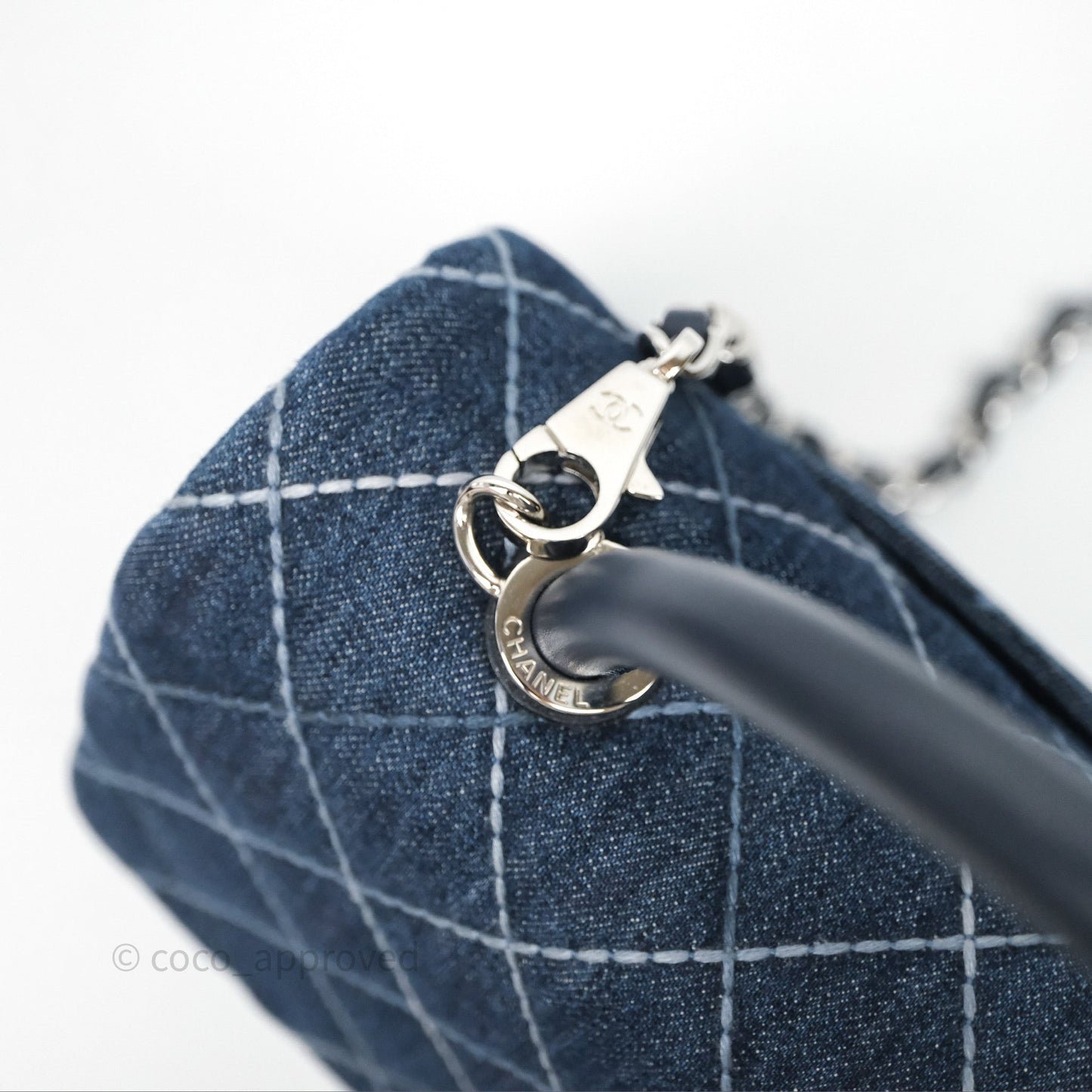 Chanel Medium Quilted Coco Handle Flap Denim Silver Hardware
