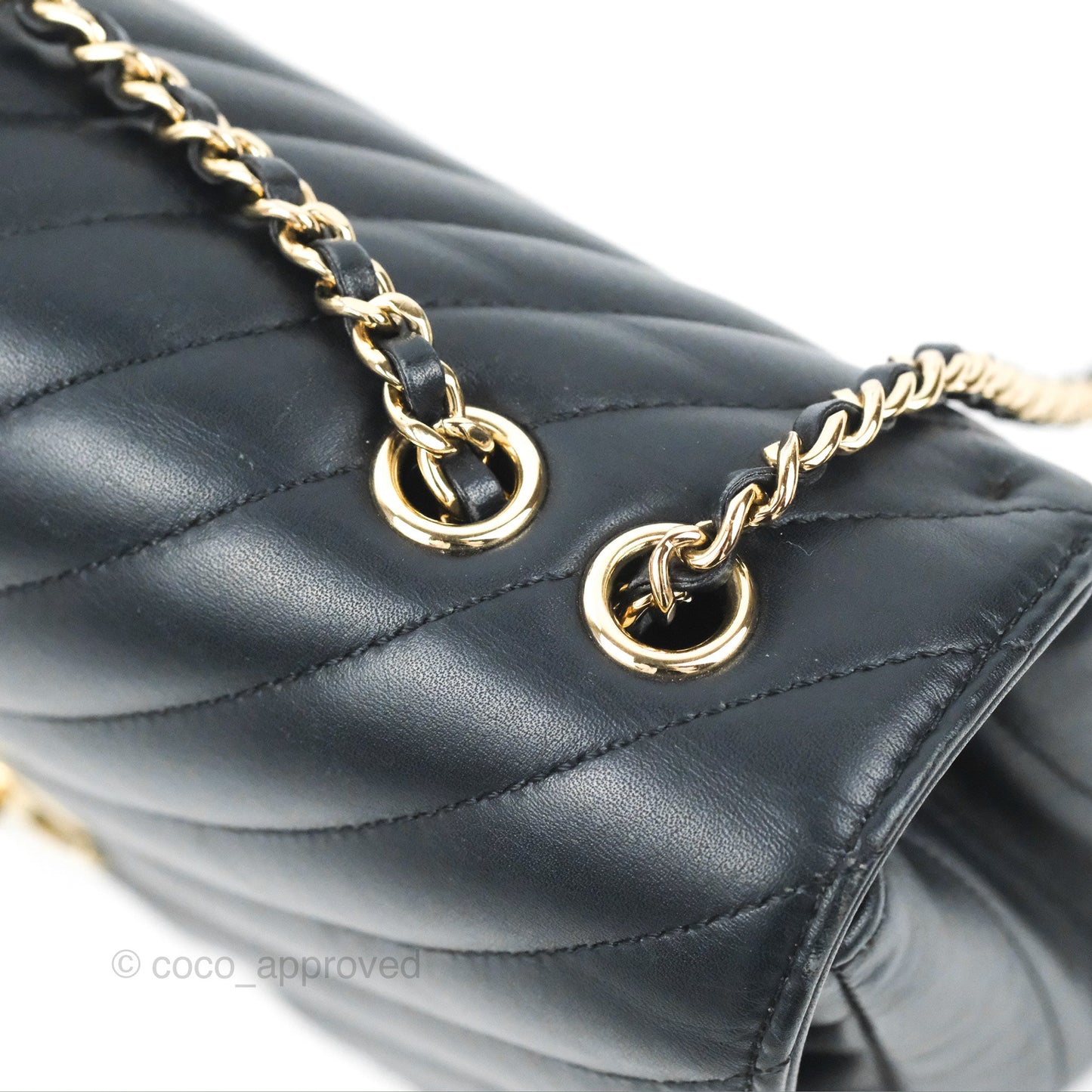 Chanel Medium Statement Chevron Flap Bag Navy Calfskin Gold Hardware