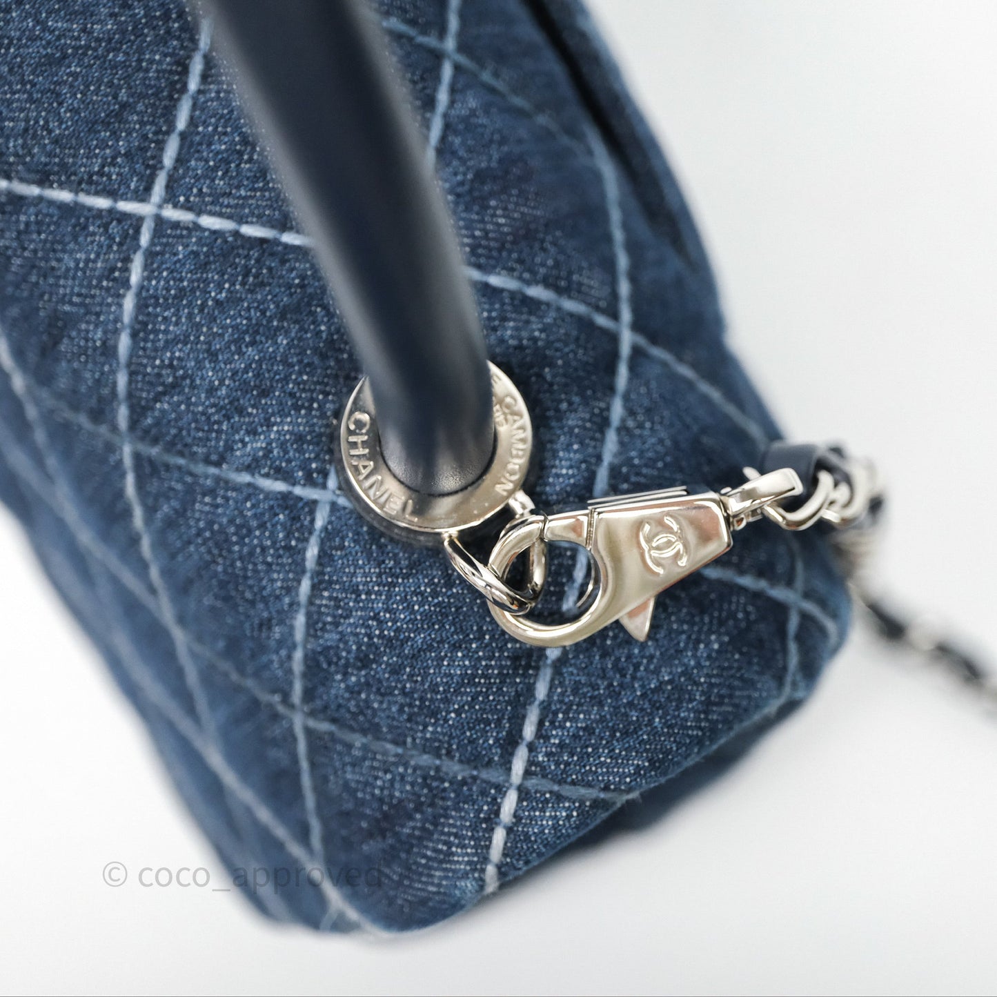 Chanel Medium Quilted Coco Handle Flap Denim Silver Hardware