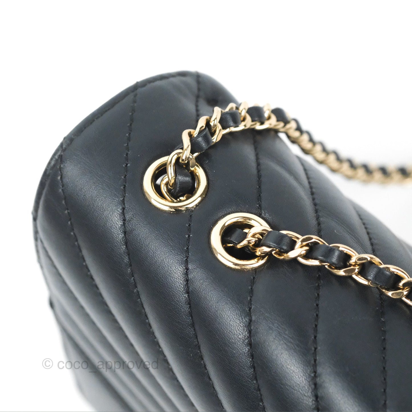 Chanel Medium Statement Chevron Flap Bag Navy Calfskin Gold Hardware
