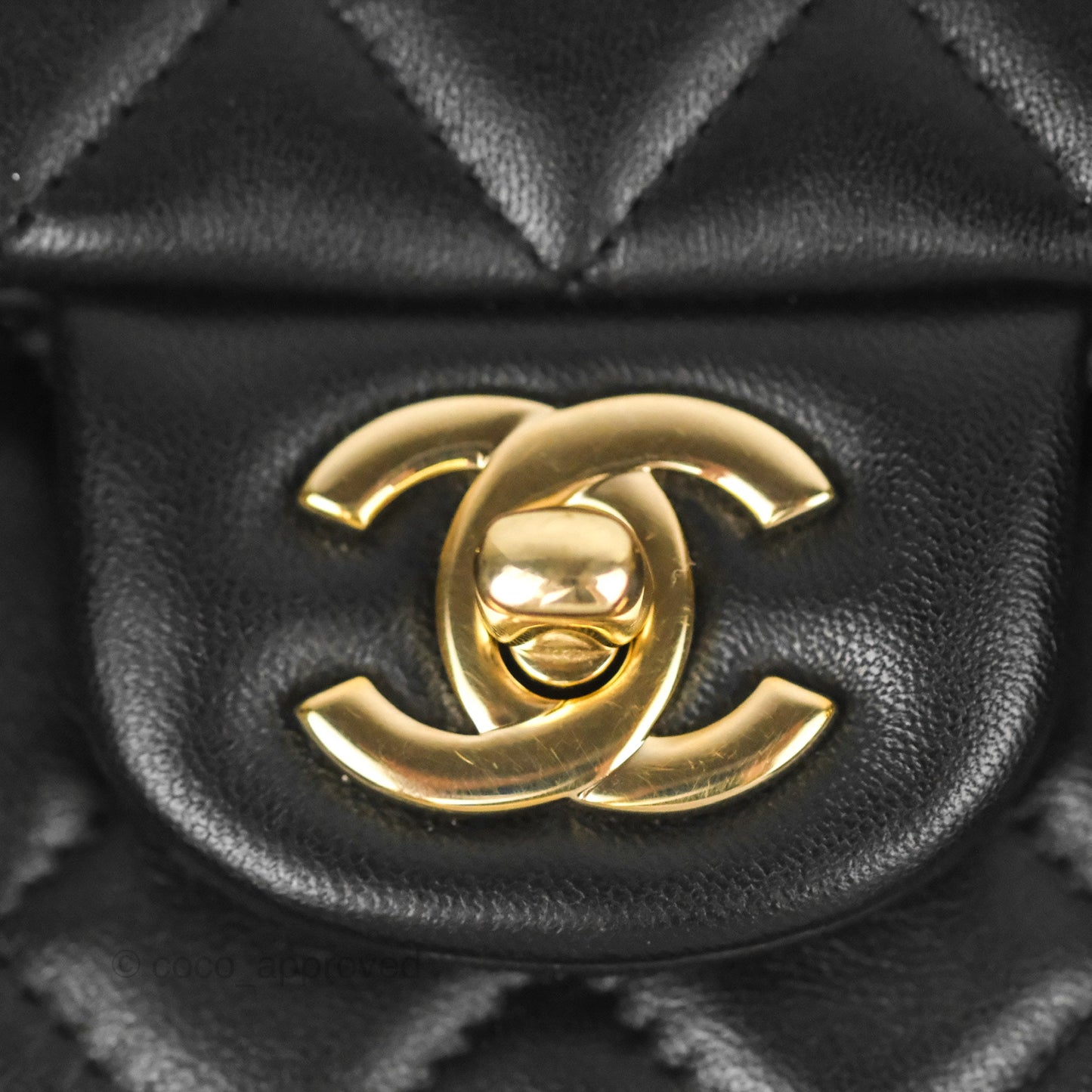 Chanel Quilted Mini Rectangular Flap Black Lambskin Gold Hardware