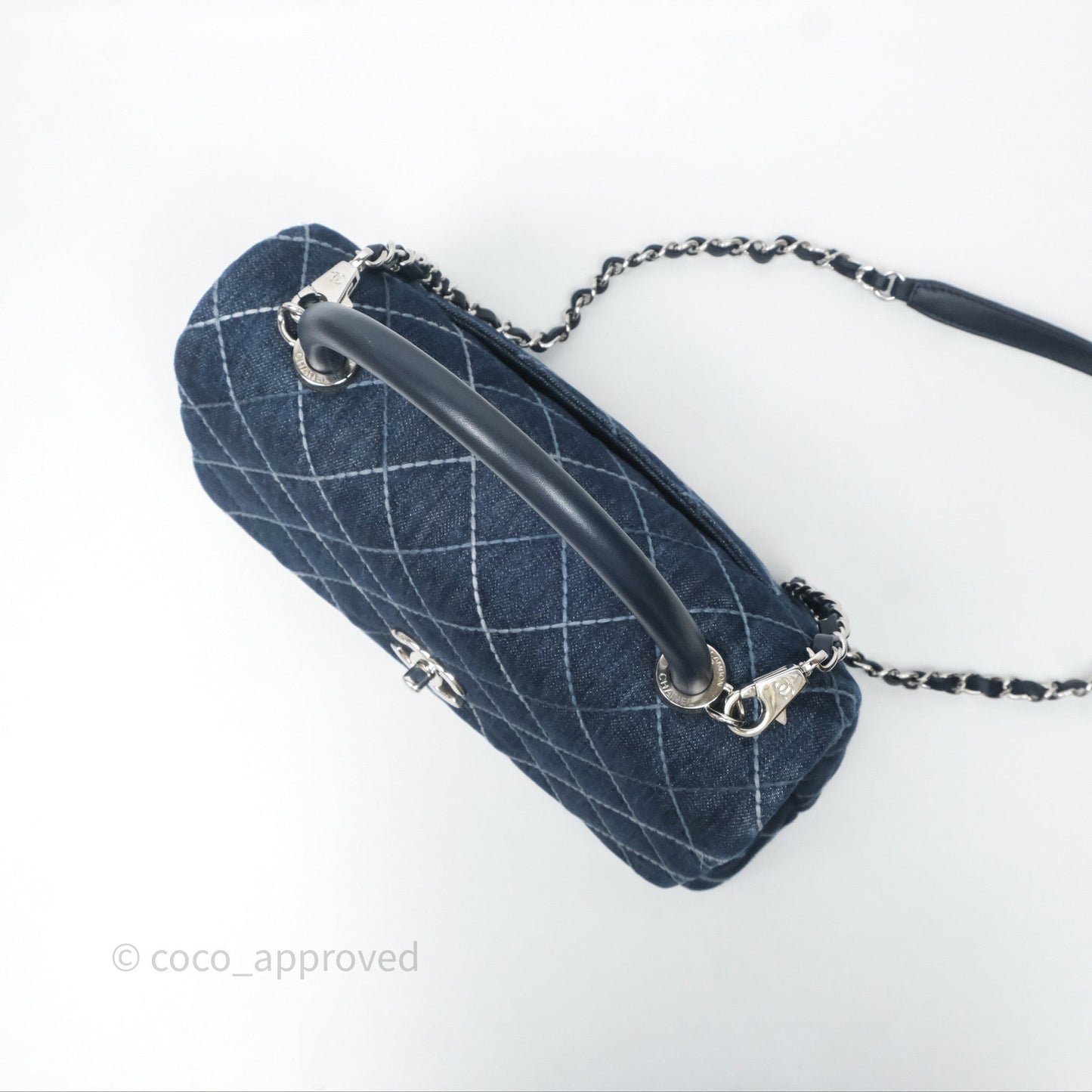 Chanel Medium Quilted Coco Handle Flap Denim Silver Hardware