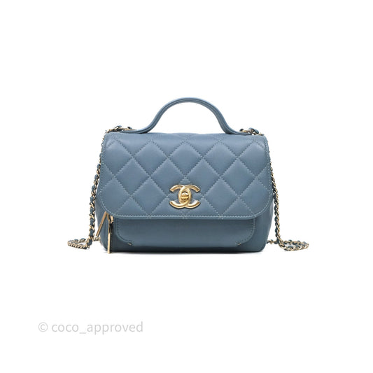 Chanel Caviar Quilted Small Business Affinity Flap Blue Gold Hardware