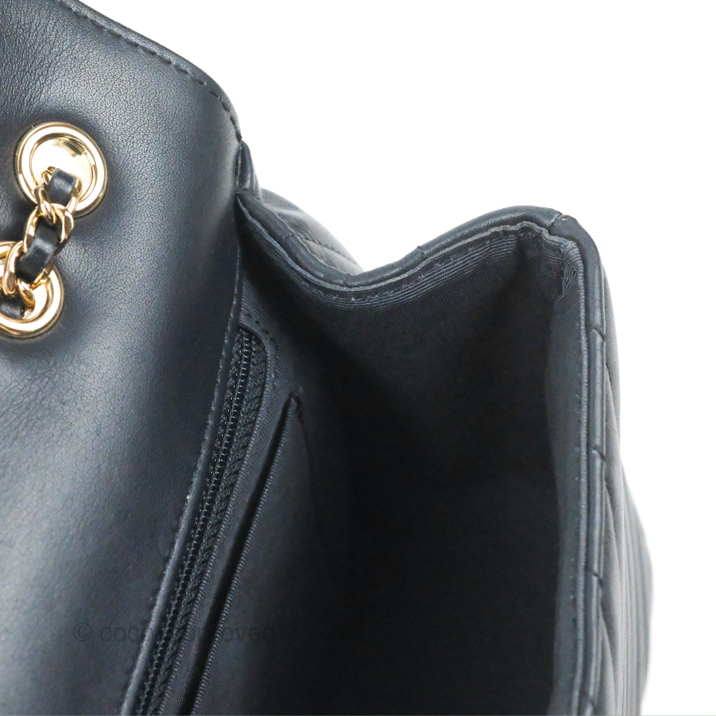 Chanel Medium Statement Chevron Flap Bag Navy Calfskin Gold Hardware