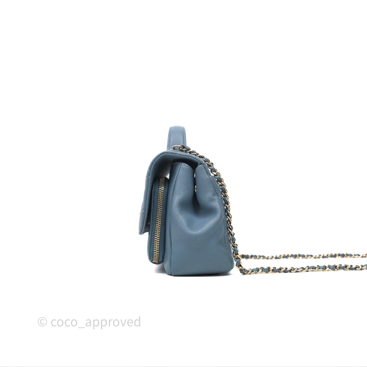 Chanel Caviar Quilted Small Business Affinity Flap Blue Gold Hardware