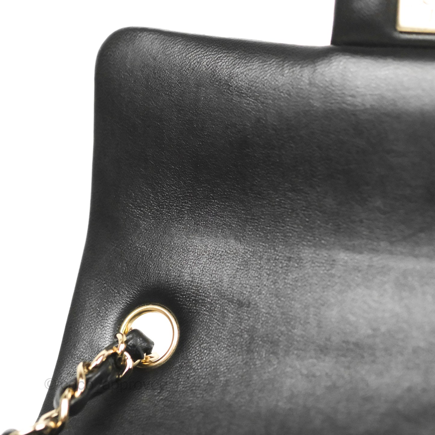 Chanel Quilted Mini Rectangular Flap Black Lambskin Gold Hardware