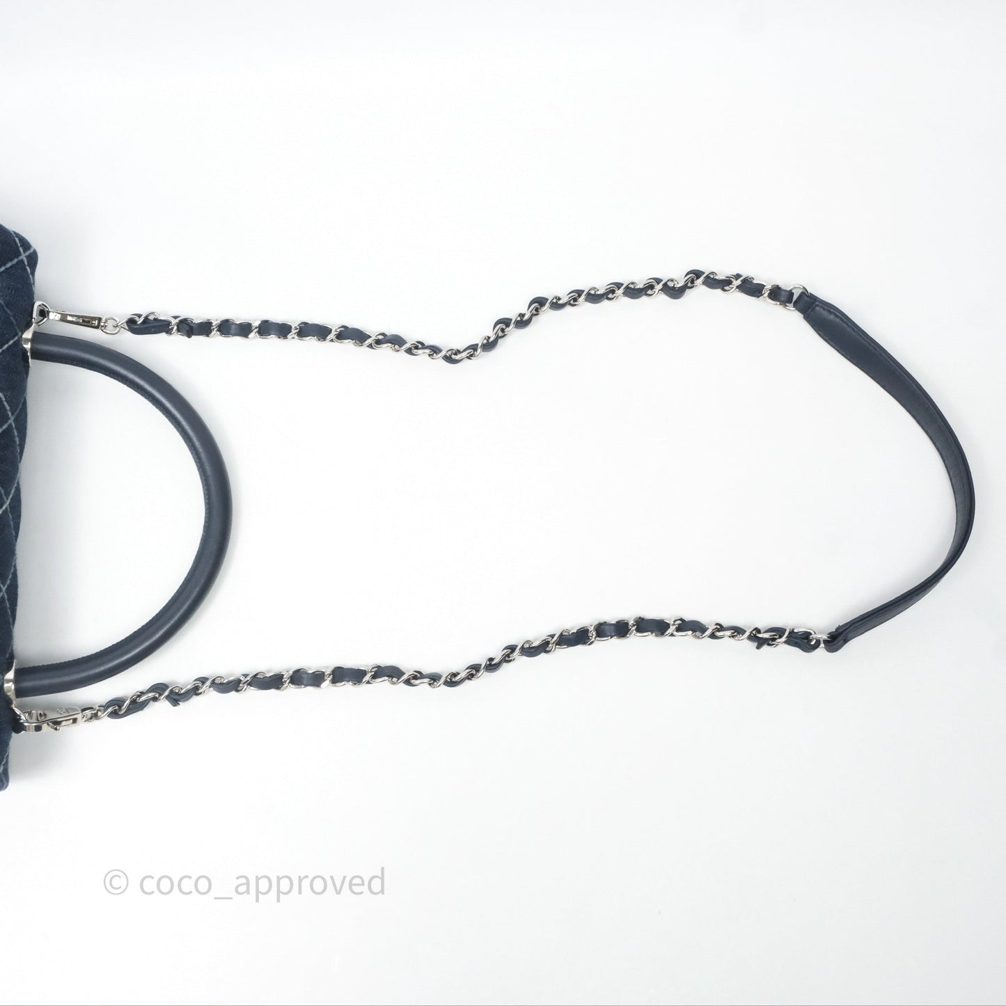 Chanel Medium Quilted Coco Handle Flap Denim Silver Hardware