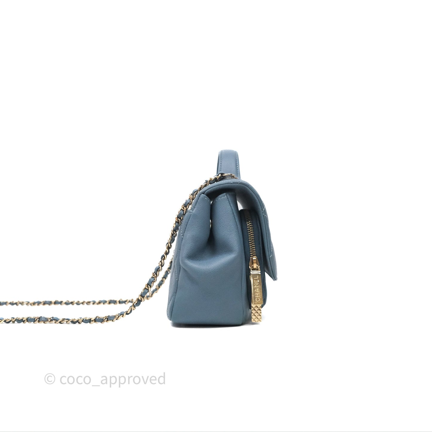 Chanel Caviar Quilted Small Business Affinity Flap Blue Gold Hardware