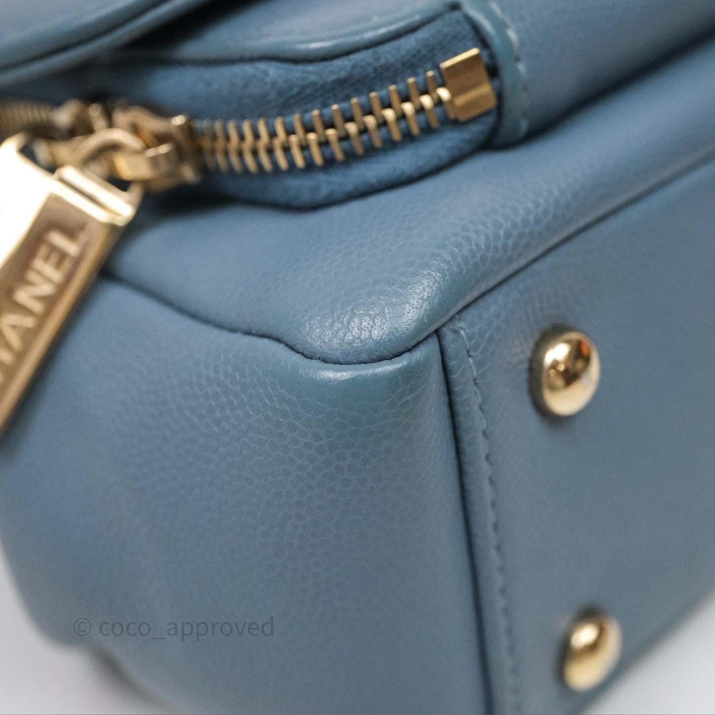 Chanel Caviar Quilted Small Business Affinity Flap Blue Gold Hardware