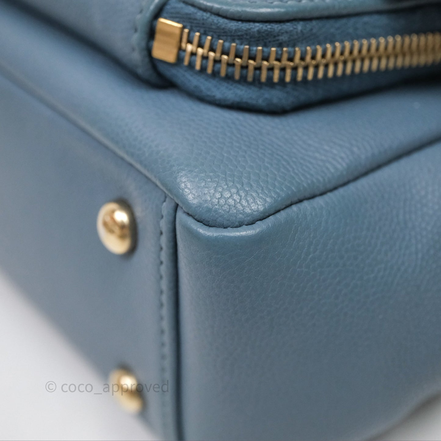 Chanel Caviar Quilted Small Business Affinity Flap Blue Gold Hardware