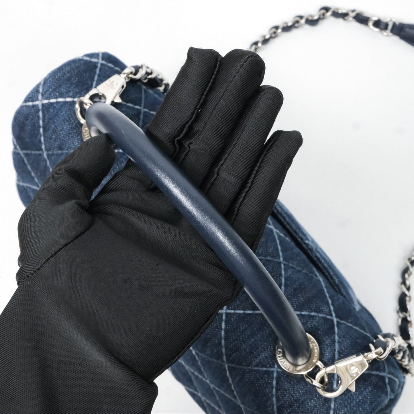 Chanel Medium Quilted Coco Handle Flap Denim Silver Hardware