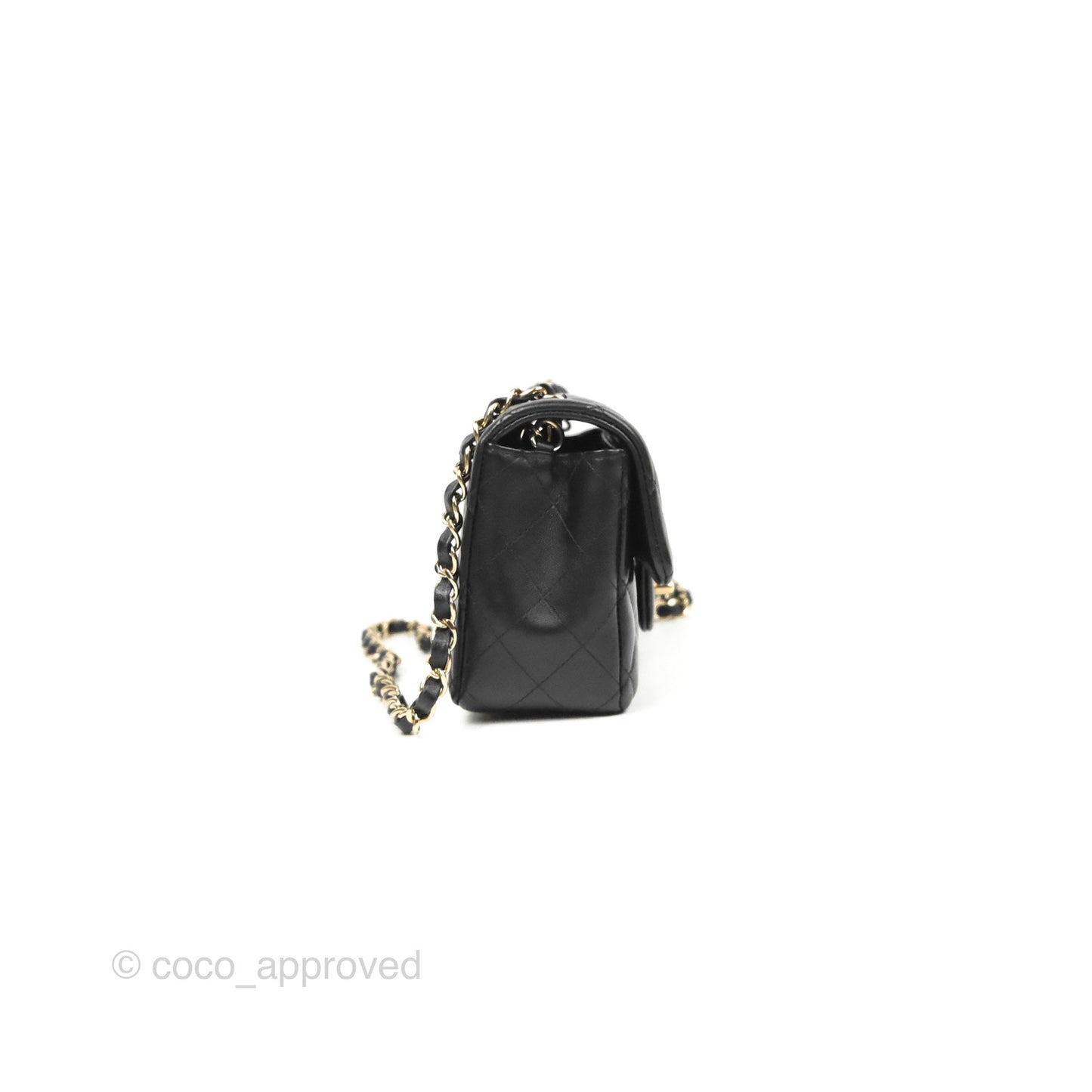 Chanel Quilted Mini Rectangular Flap Black Lambskin Gold Hardware