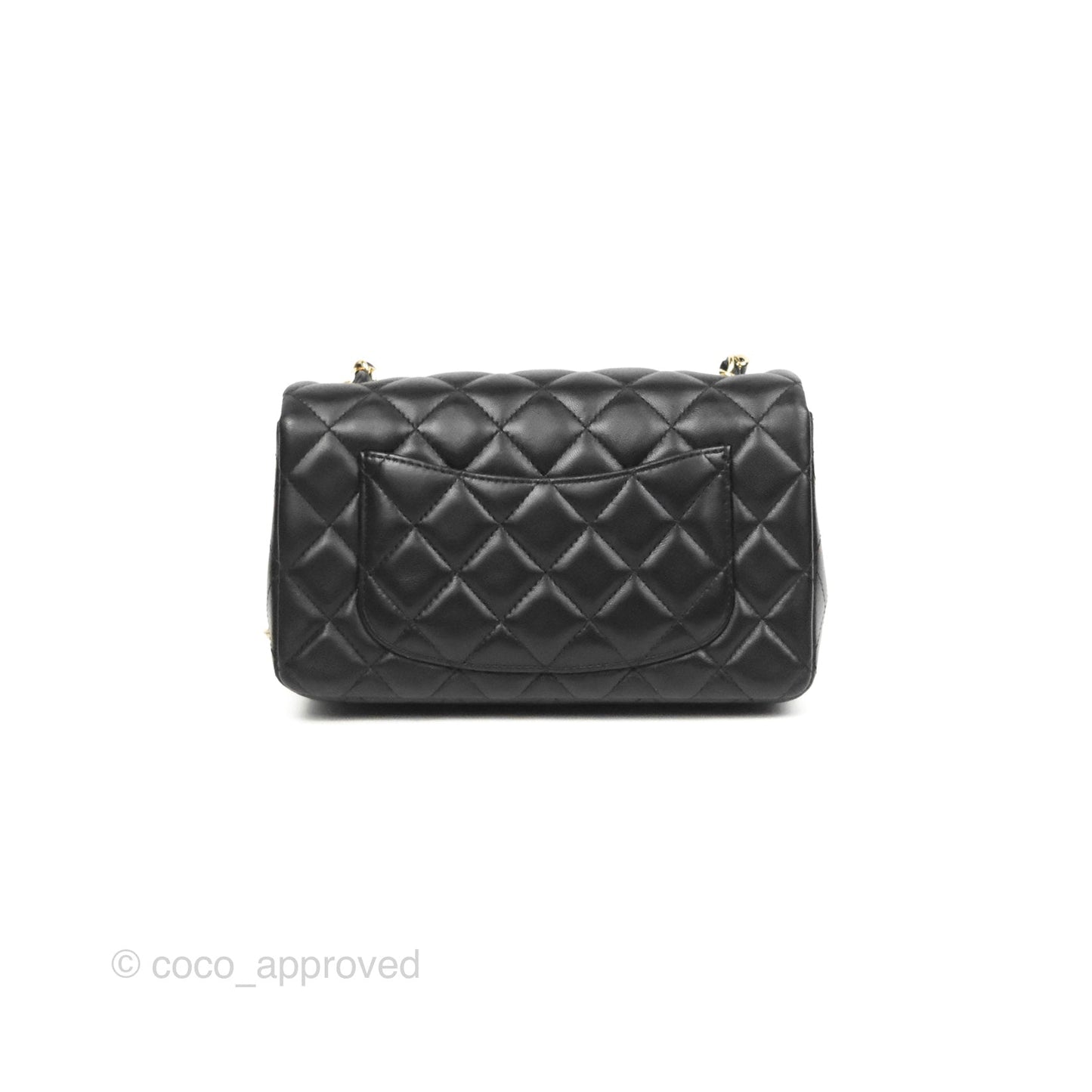 Chanel Quilted Mini Rectangular Flap Black Lambskin Gold Hardware