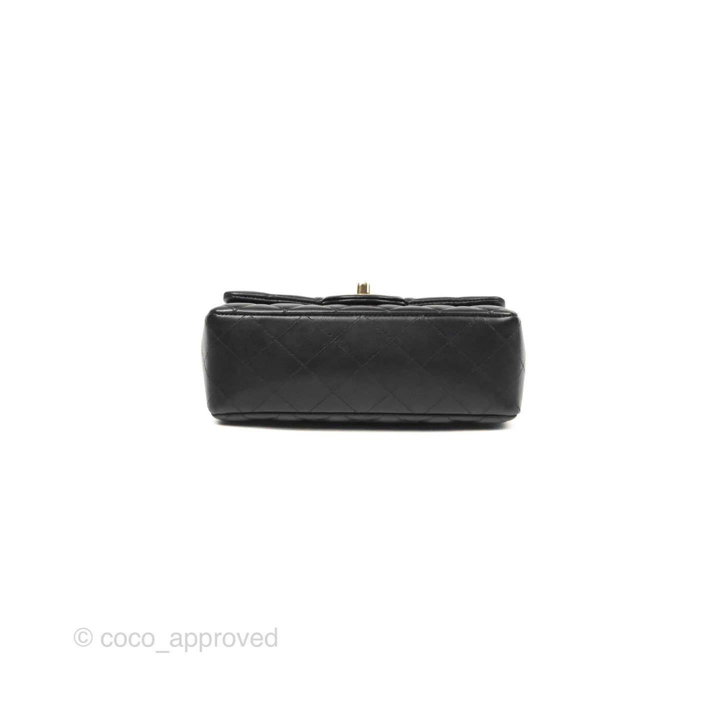 Chanel Quilted Mini Rectangular Flap Black Lambskin Gold Hardware