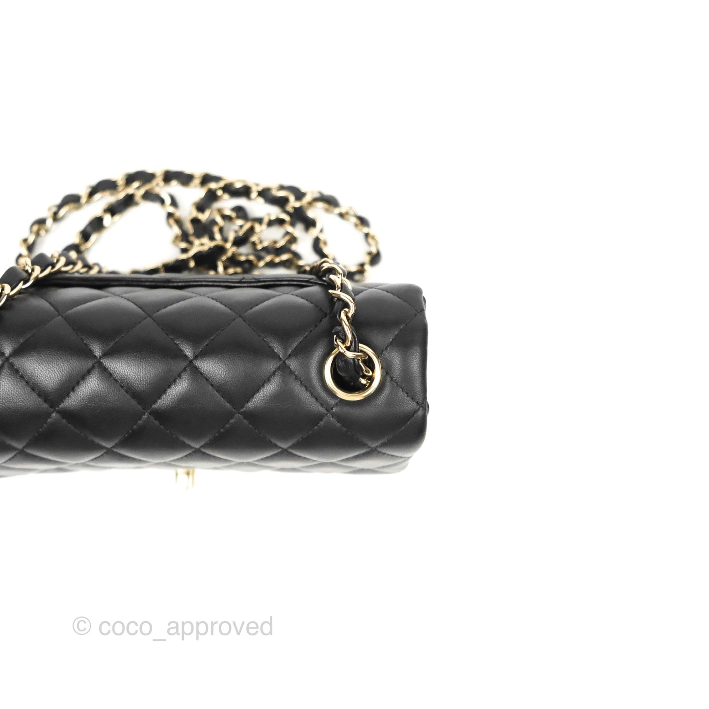 Chanel Quilted Mini Rectangular Flap Black Lambskin Gold Hardware