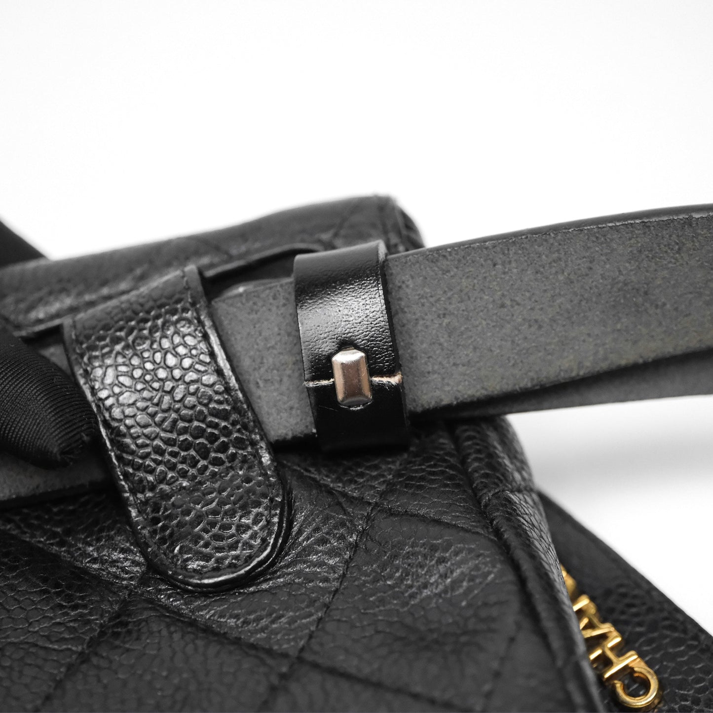 Chanel Vintage Belt Bag Black Caviar 24K Gold Hardware