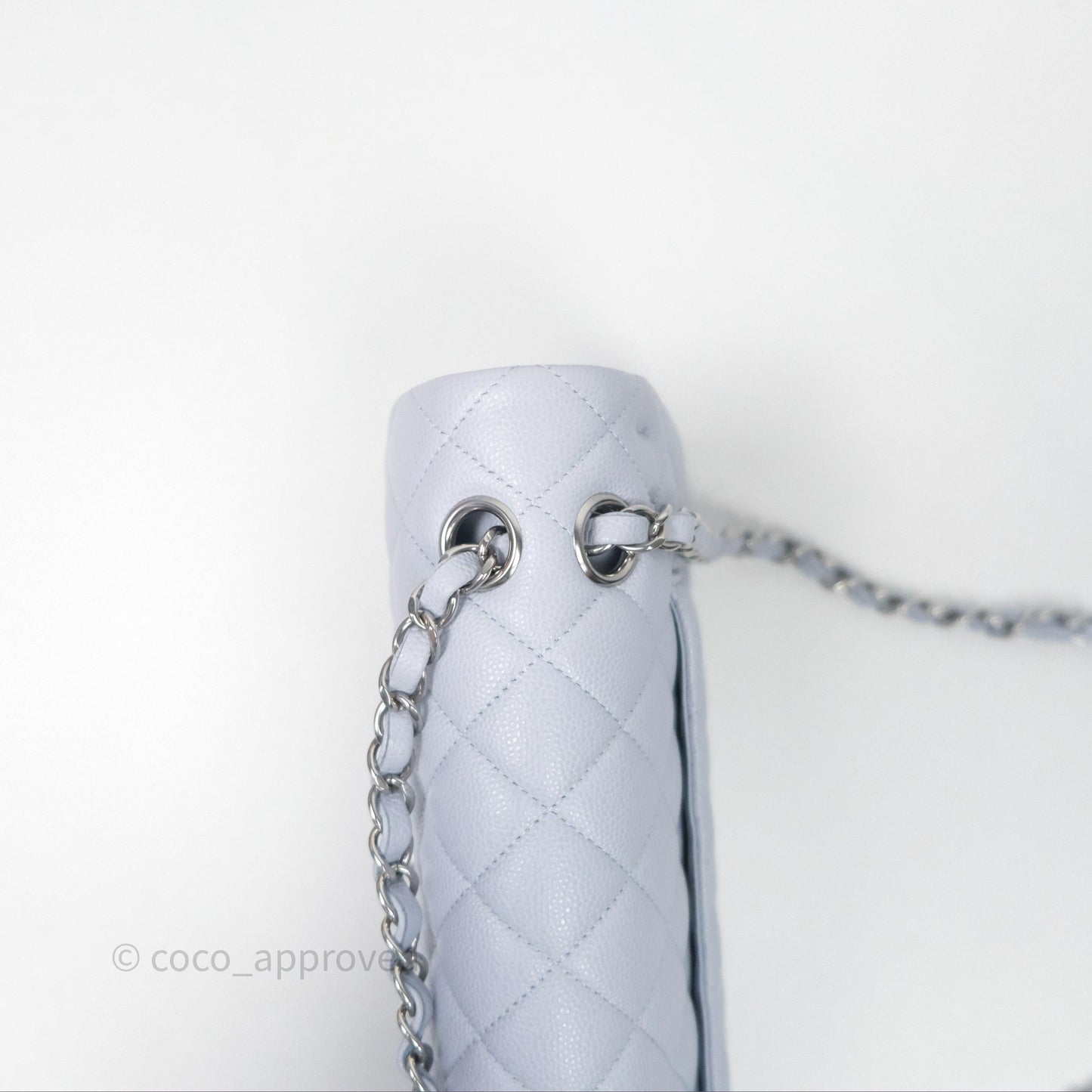 Chanel Classic M/L Medium Flap Light Blue Caviar Silver Hardware