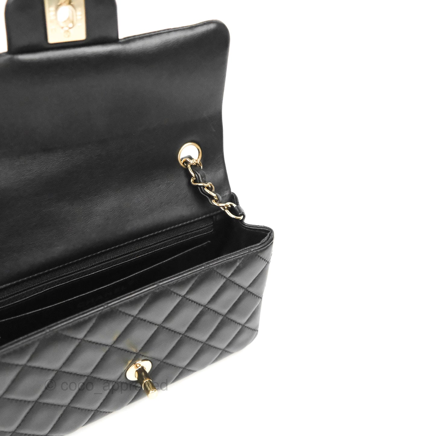 Chanel Quilted Mini Rectangular Flap Black Lambskin Gold Hardware