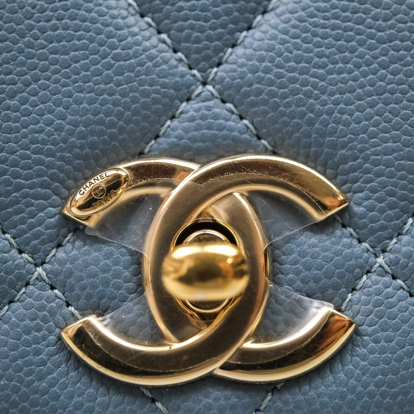 Chanel Caviar Quilted Small Business Affinity Flap Blue Gold Hardware