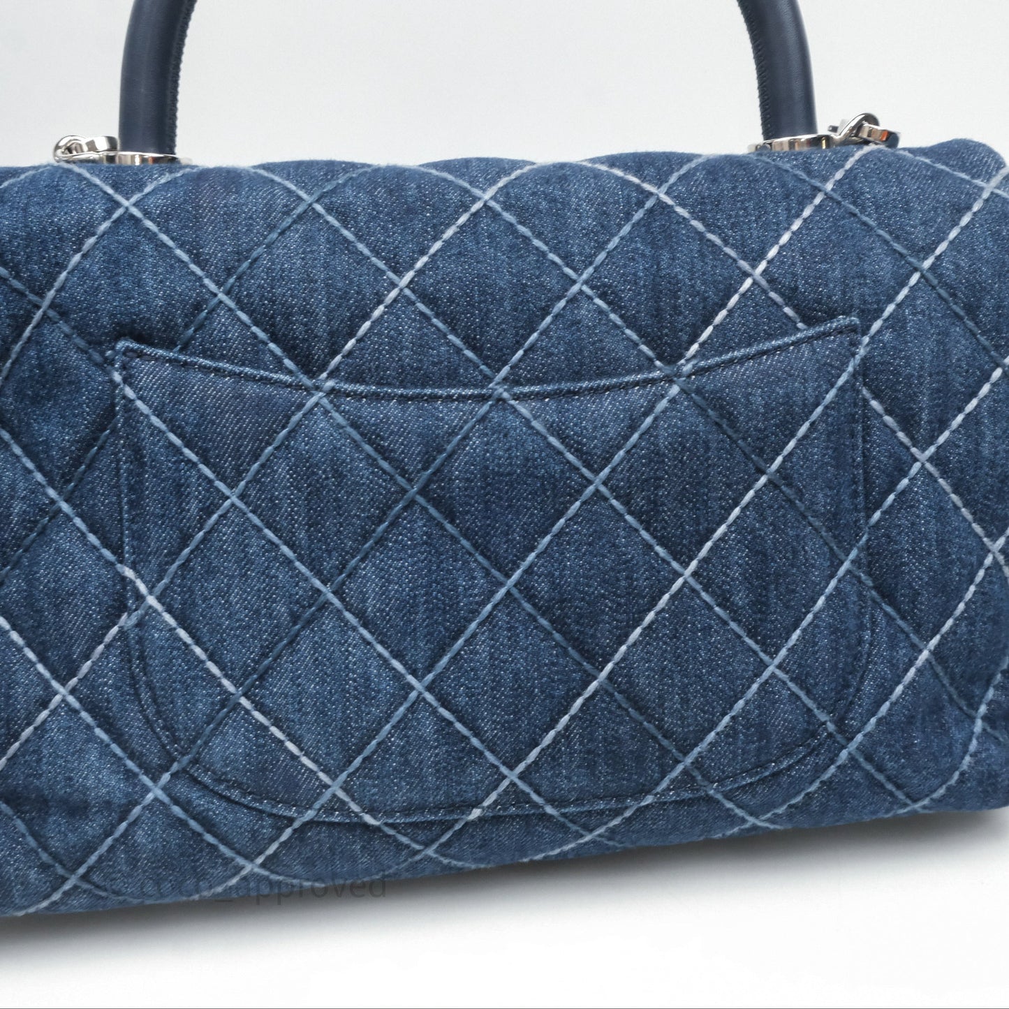 Chanel Medium Quilted Coco Handle Flap Denim Silver Hardware
