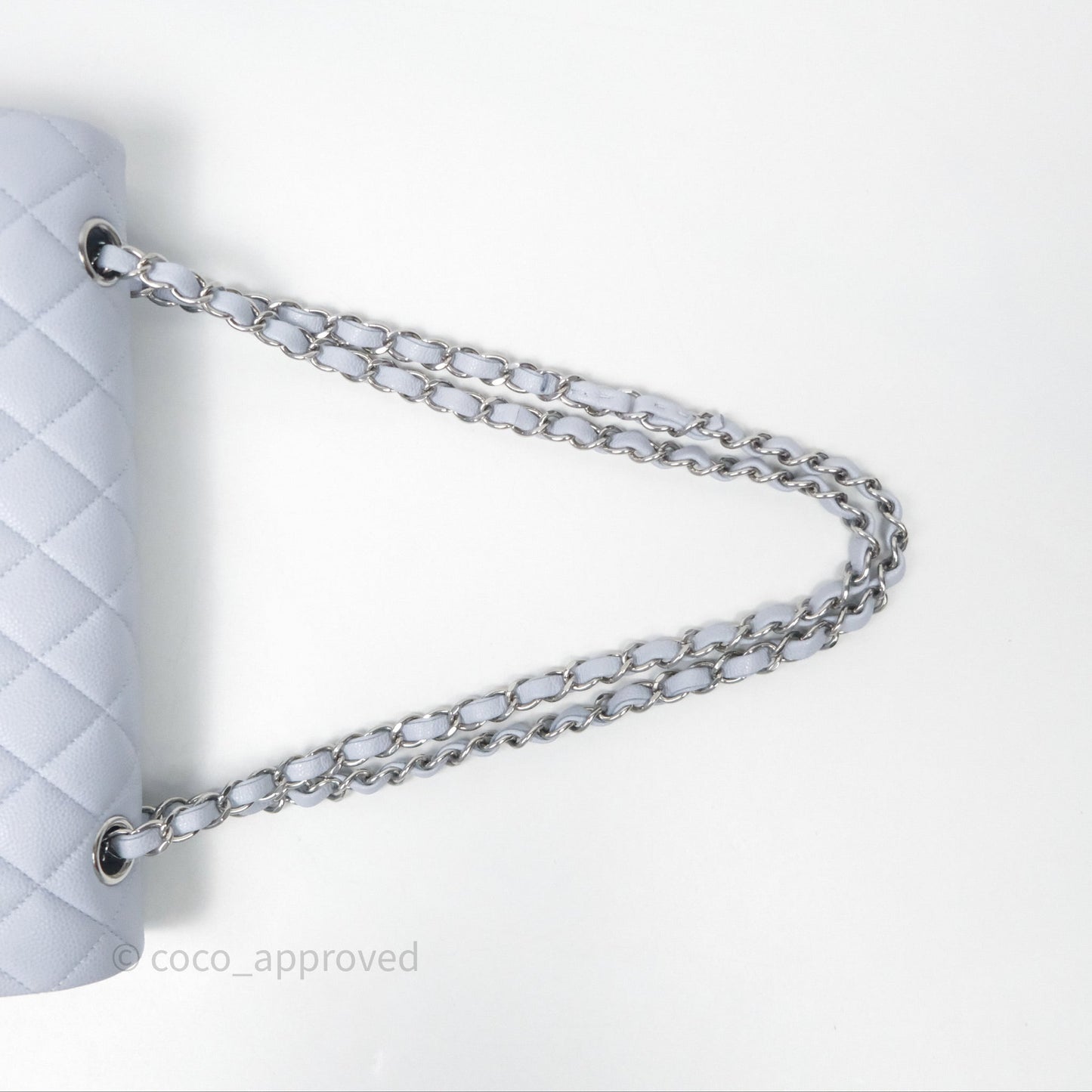 Chanel Classic M/L Medium Flap Light Blue Caviar Silver Hardware