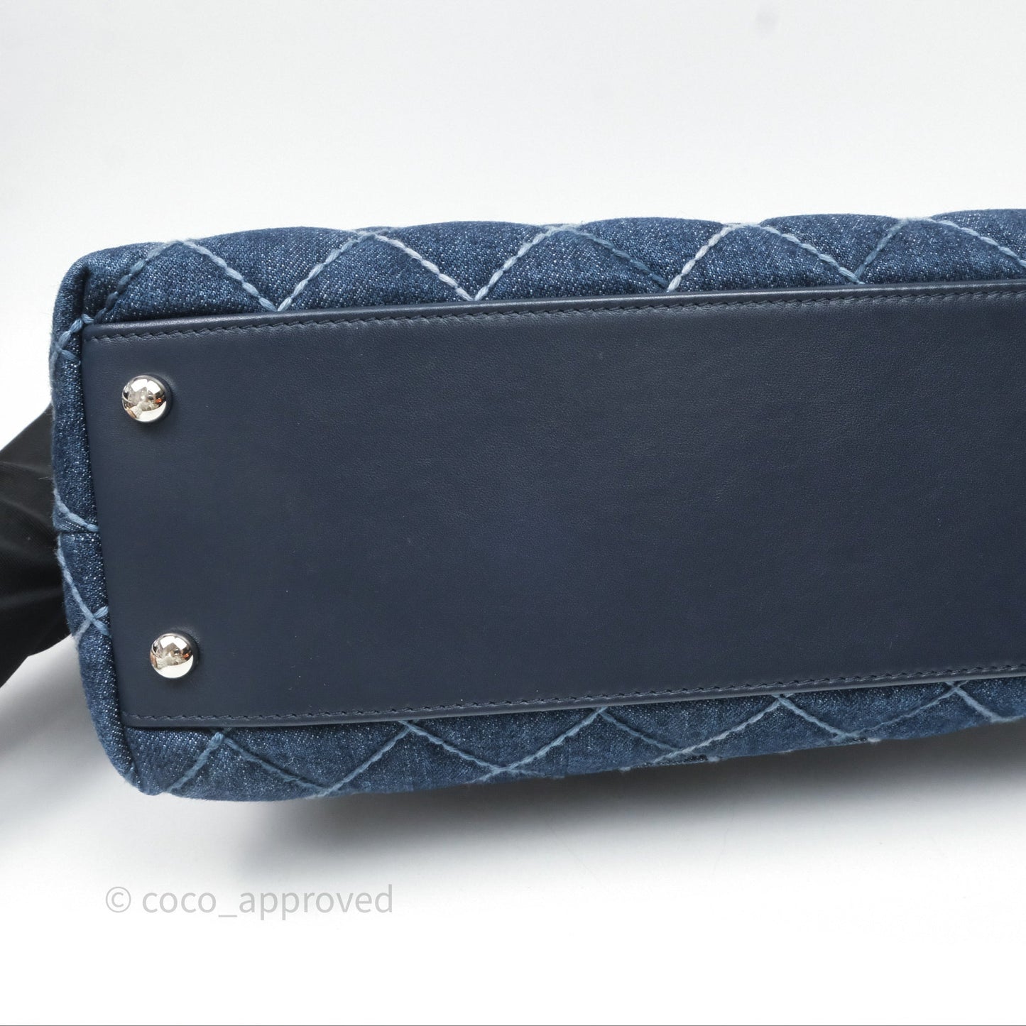 Chanel Medium Quilted Coco Handle Flap Denim Silver Hardware