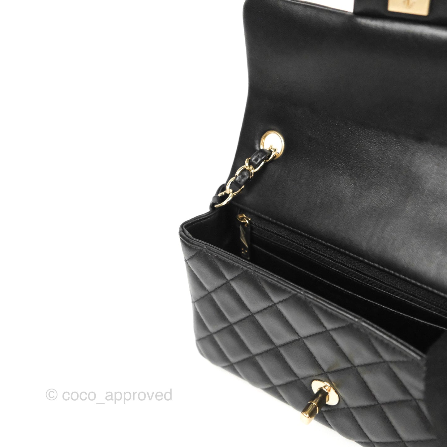 Chanel Quilted Mini Rectangular Flap Black Lambskin Gold Hardware