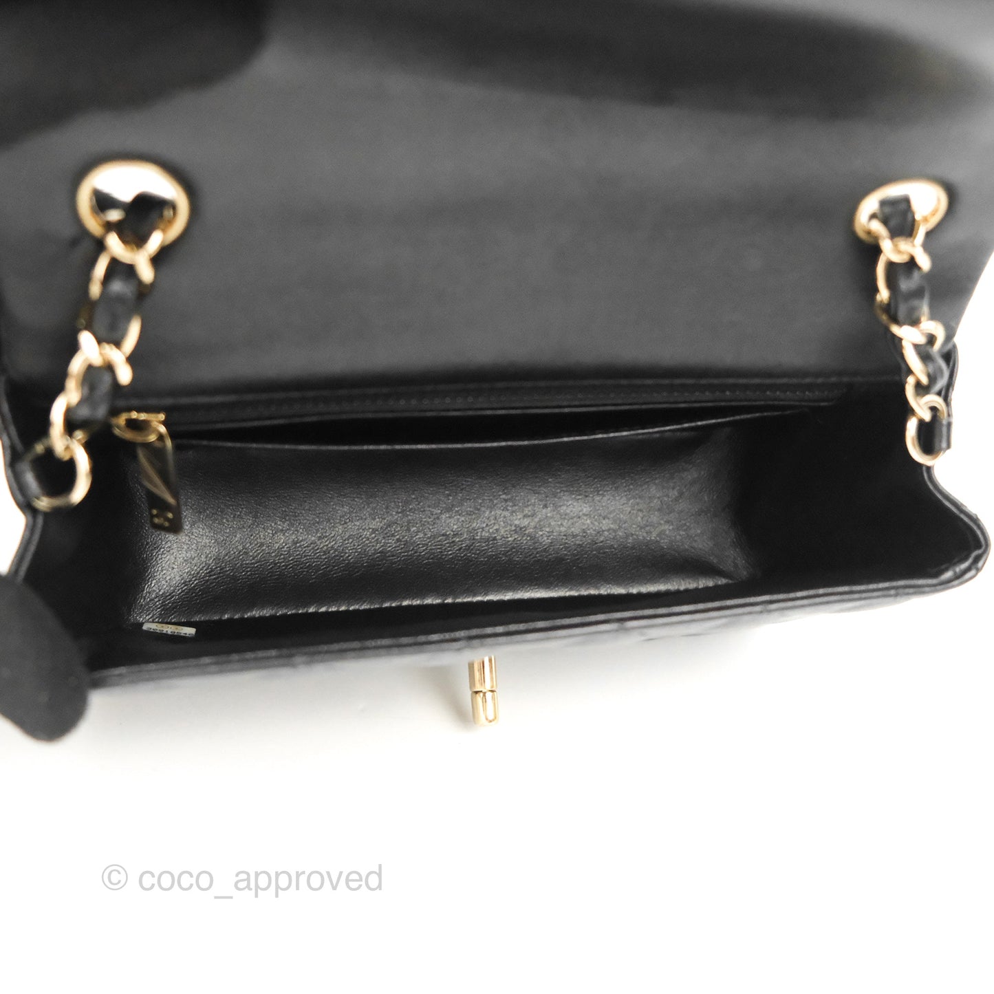 Chanel Quilted Mini Rectangular Flap Black Lambskin Gold Hardware