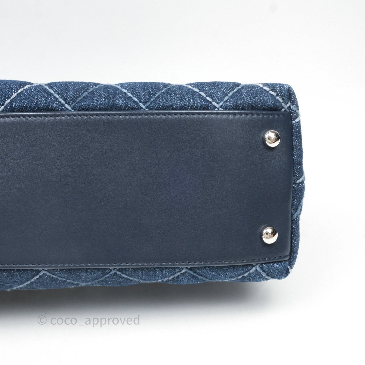 Chanel Medium Quilted Coco Handle Flap Denim Silver Hardware