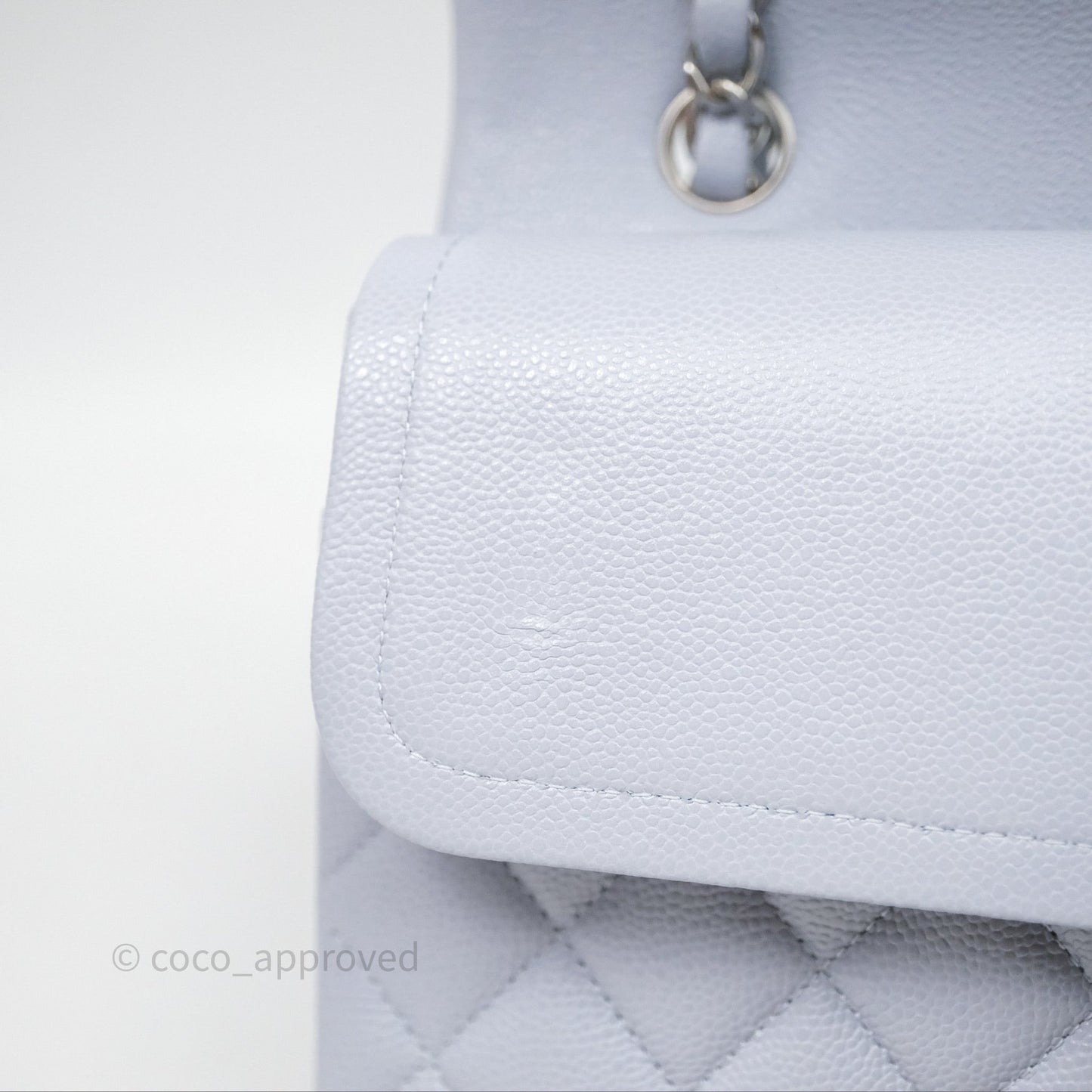 Chanel Classic M/L Medium Flap Light Blue Caviar Silver Hardware