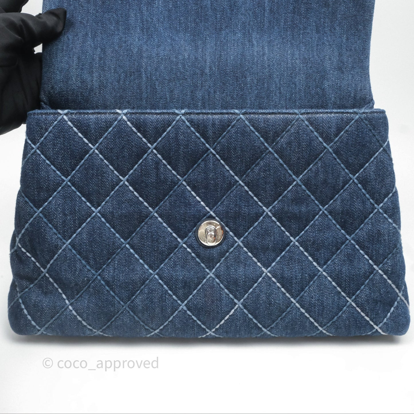 Chanel Medium Quilted Coco Handle Flap Denim Silver Hardware