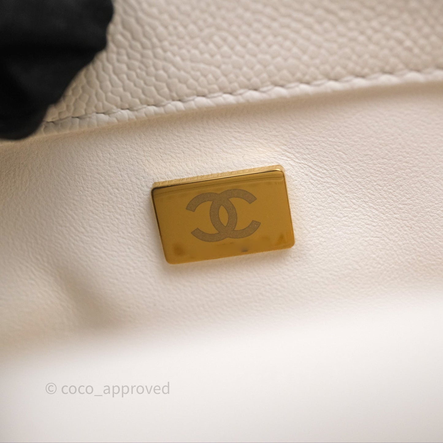 Chanel Mini Flap Bag Heart Adjustable Chain White Caviar Aged Gold Hardware
