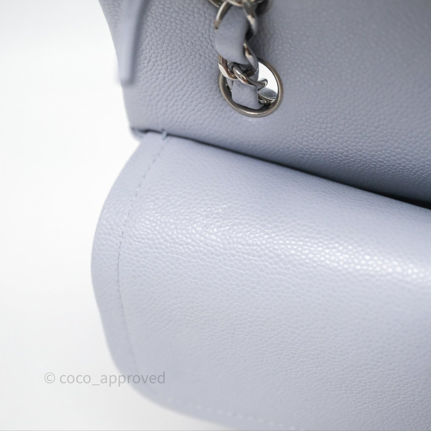 Chanel Classic M/L Medium Flap Light Blue Caviar Silver Hardware