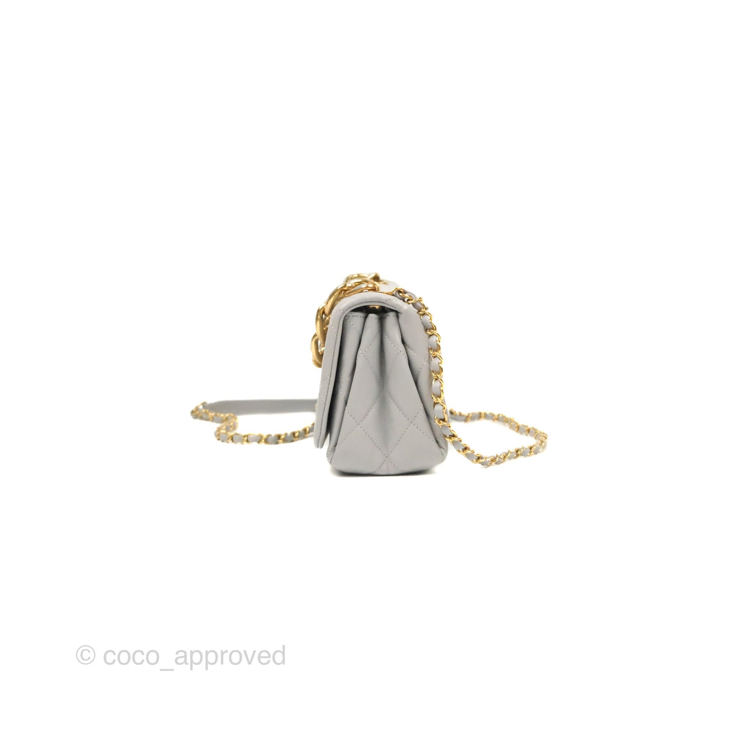 Chanel Quilted Small Color Match Flap Grey Lambskin Gold Hardware