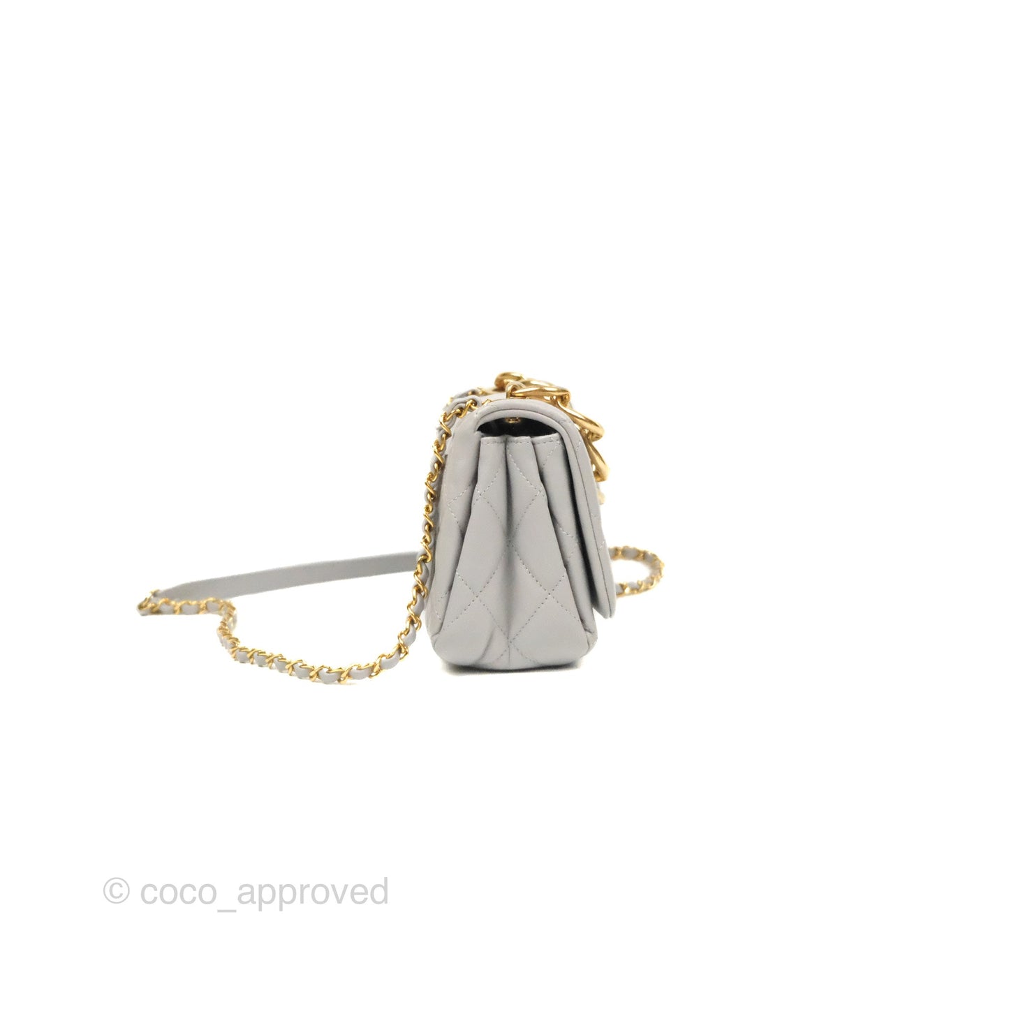 Chanel Quilted Small Color Match Flap Grey Lambskin Gold Hardware