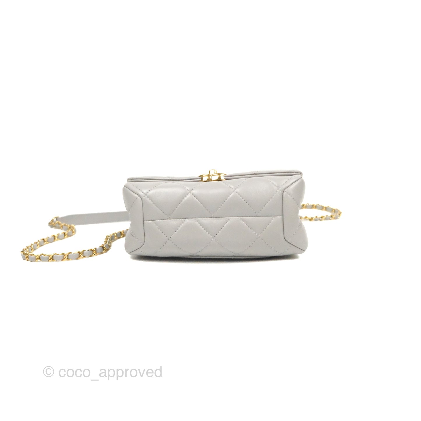 Chanel Quilted Small Color Match Flap Grey Lambskin Gold Hardware