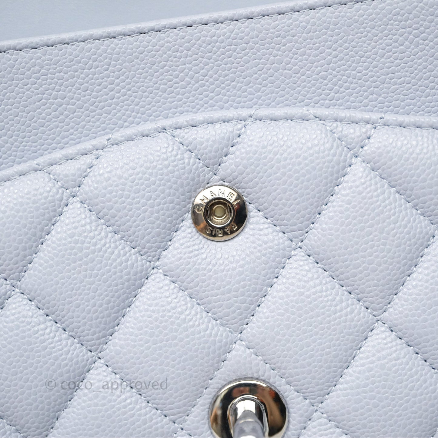 Chanel Classic M/L Medium Flap Light Blue Caviar Silver Hardware