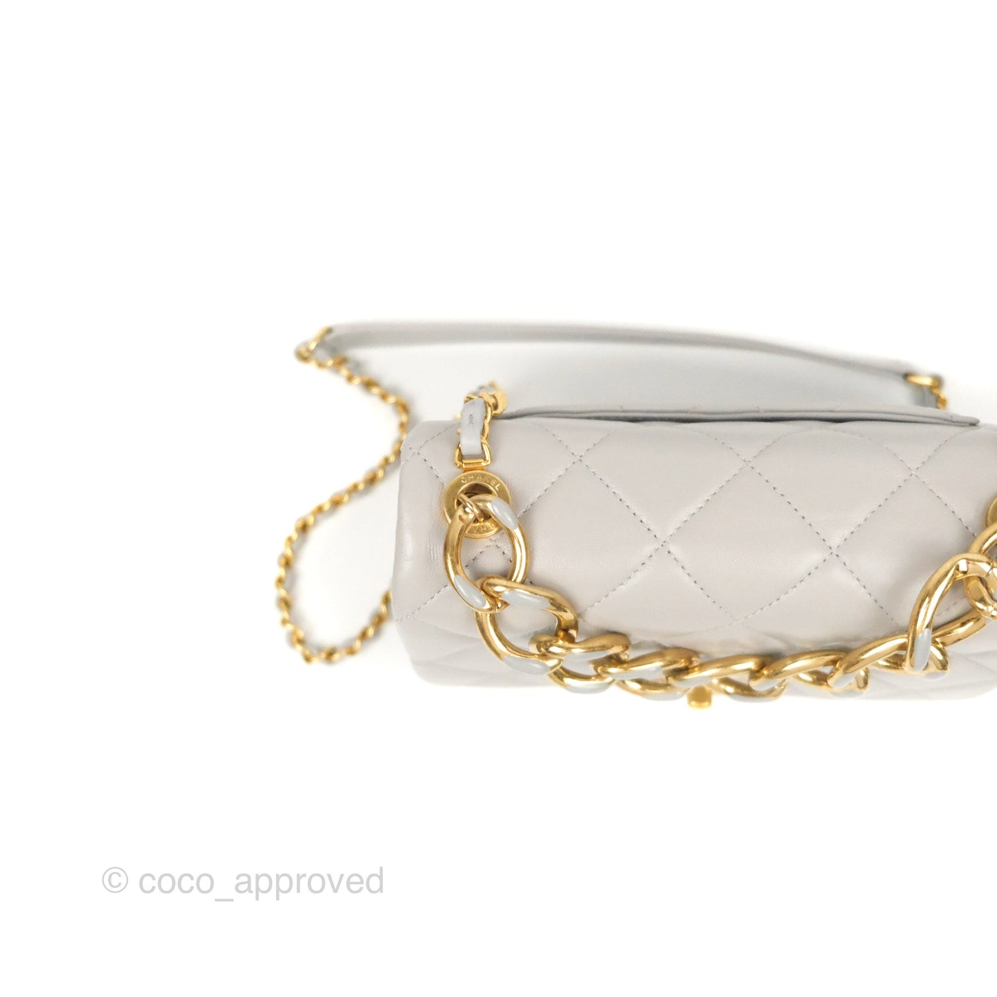 Chanel Quilted Small Color Match Flap Grey Lambskin Gold Hardware